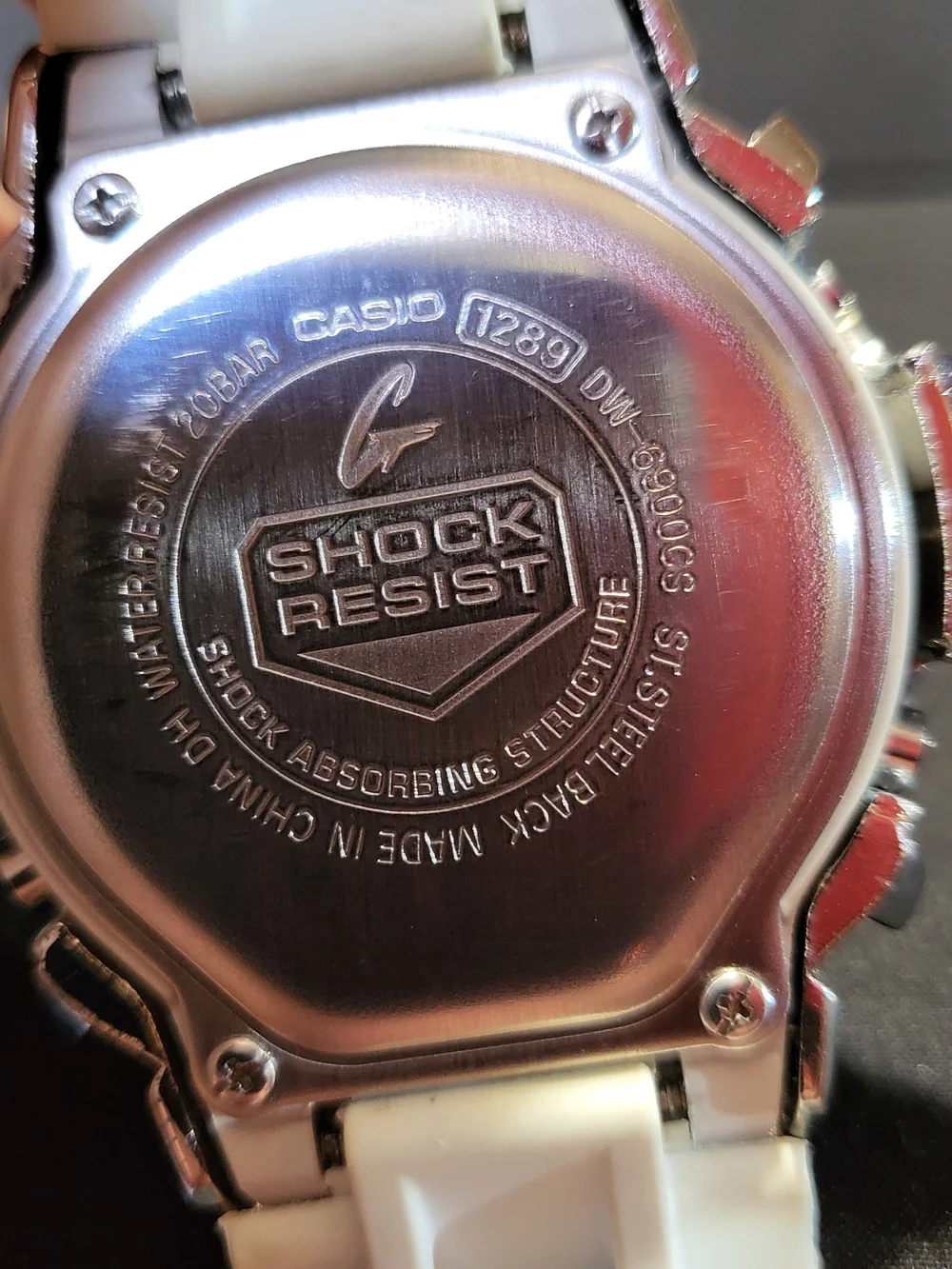 Casio G-Shock DW-6900CS Custom Bezel with White Band and Purple Accent